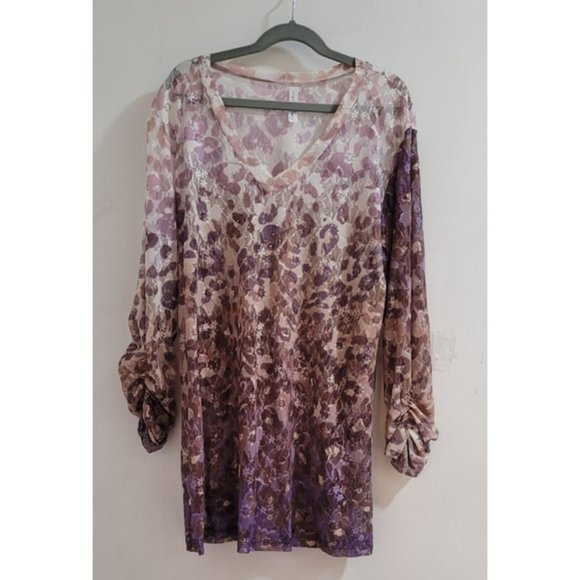 Women's Size L Top L Shades/Lavenders 100% Nylon Blouse Top by AMORE COUTURE - Picture 1 of 6